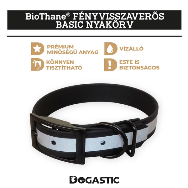 BioThane® Fényvisszaverős Basic nyakörv 19mm